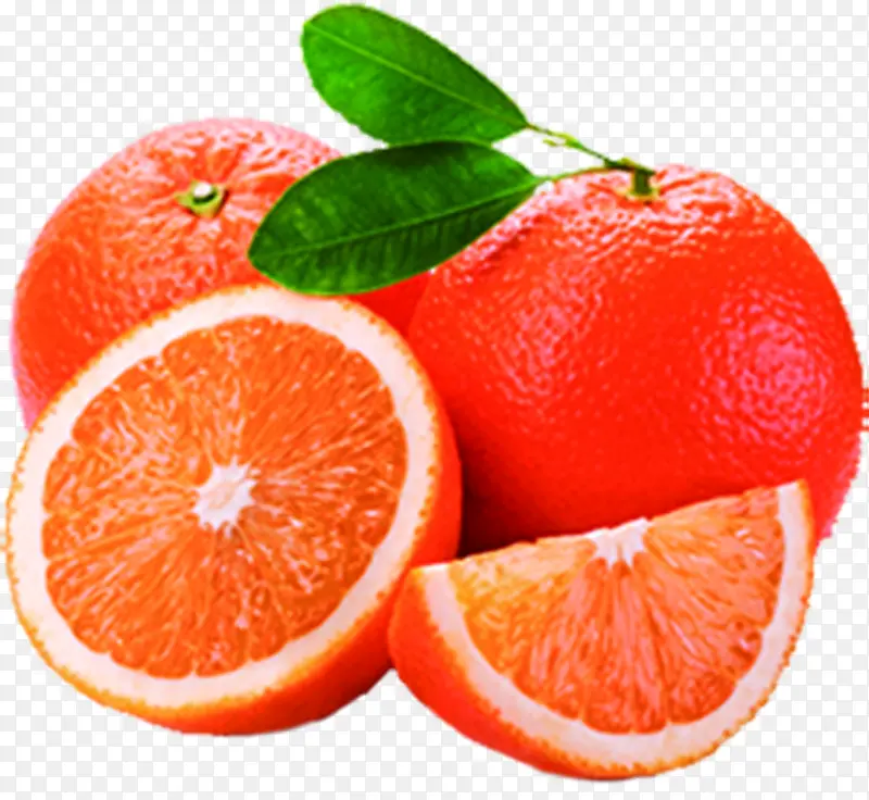 高清黄色橙子水果绿叶