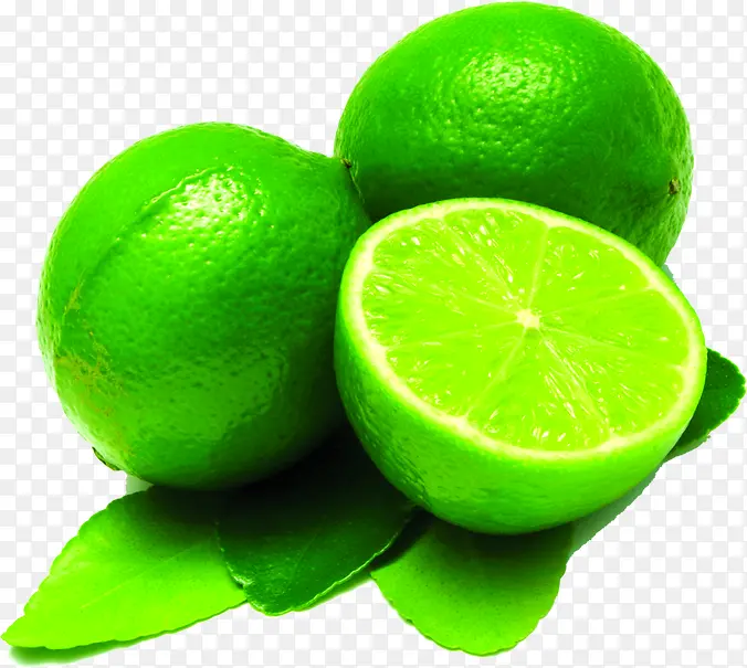 绿柠檬切开的柠檬