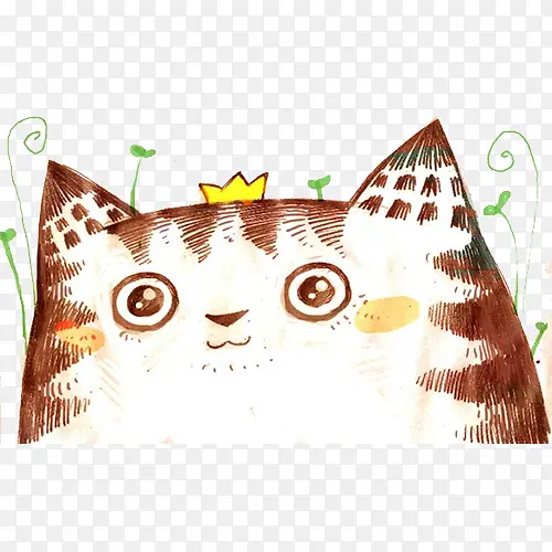 手绘水彩绘画可爱动物小猫咪