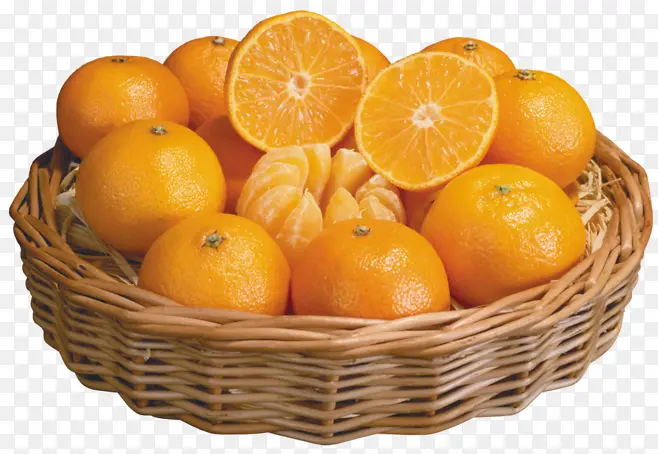 篮筐里的新鲜橙子