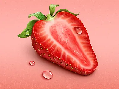 红色切开新鲜草莓