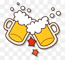 手绘黄色啤酒图标