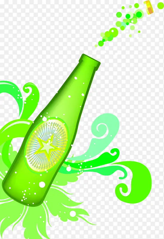 夏日海报饮品卡通啤酒绿色