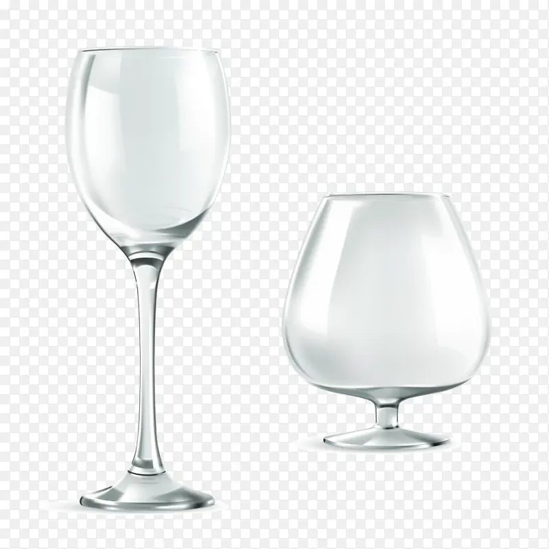 矢量透明玻璃高脚杯