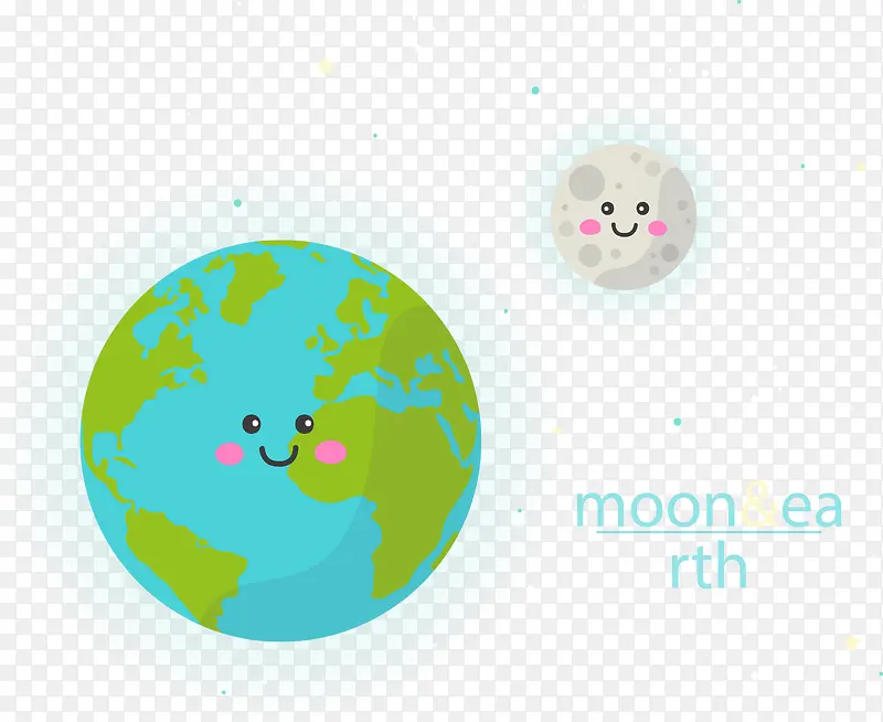 矢量手绘地球和月亮