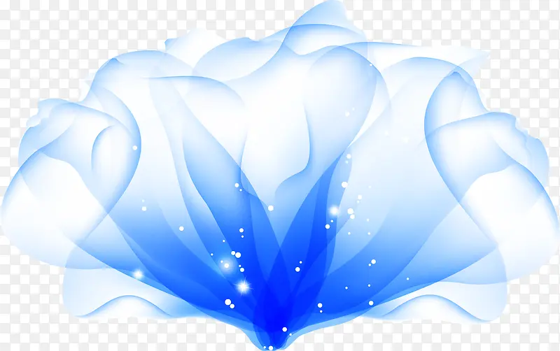 手绘蓝色透明花朵