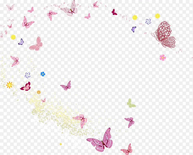 蝴蝶飞舞矢量粉色漂浮素材