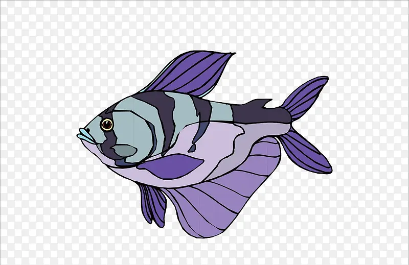 彩绘紫色鱼漂浮免抠素材
