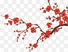 红色梅花树叶新年装饰