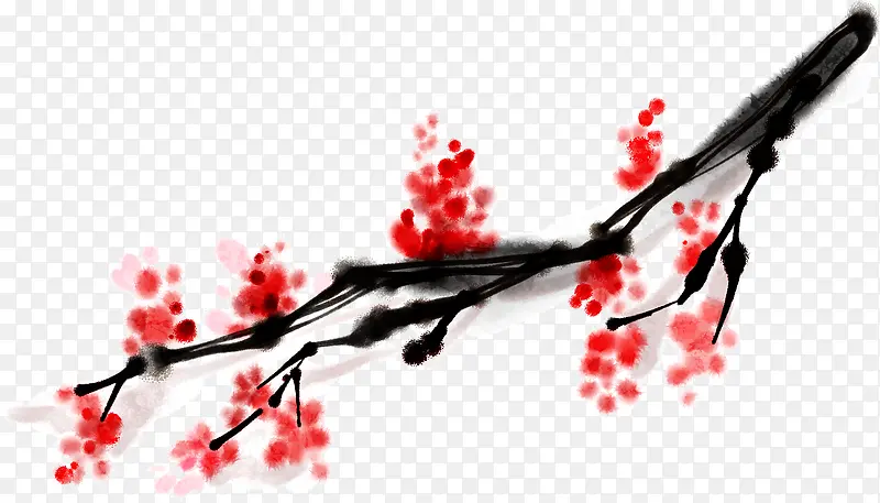 手绘中国风红色梅花新年海报