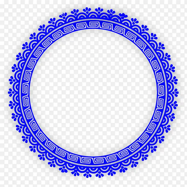 蓝色中国风花纹圆圈边框纹理
