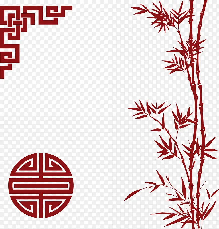 装饰红色竹子春节元素