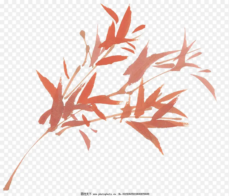 水墨红色竹子