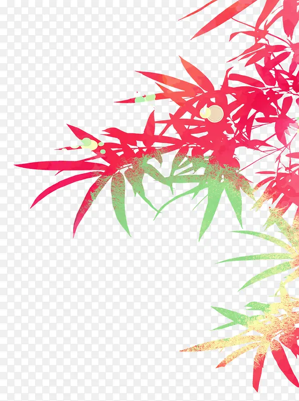 红色中国风竹子装饰图案
