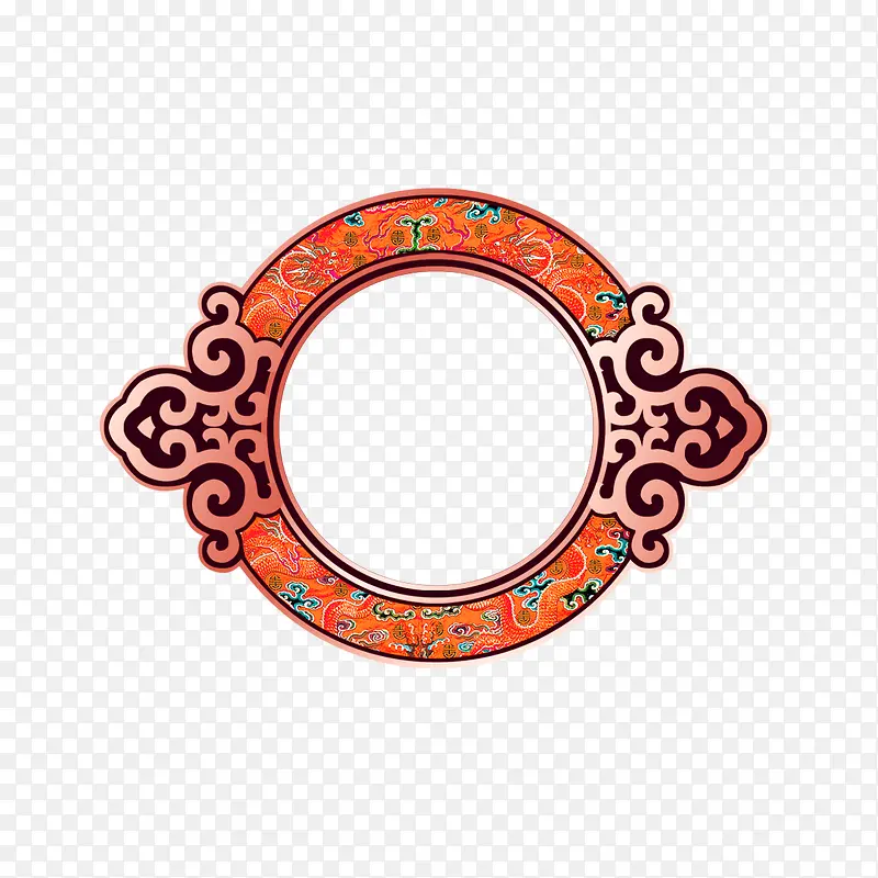 橙色中国风圆圈花纹边框纹理