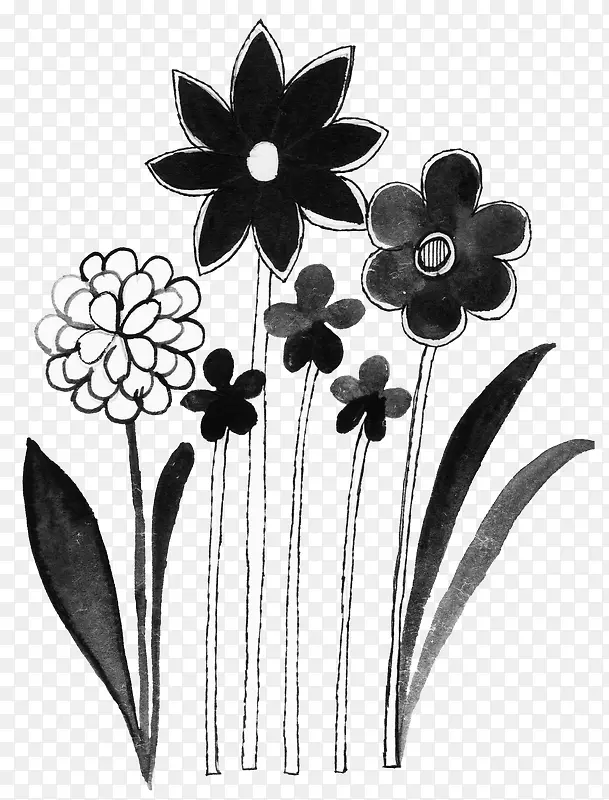 黑白花朵简笔画