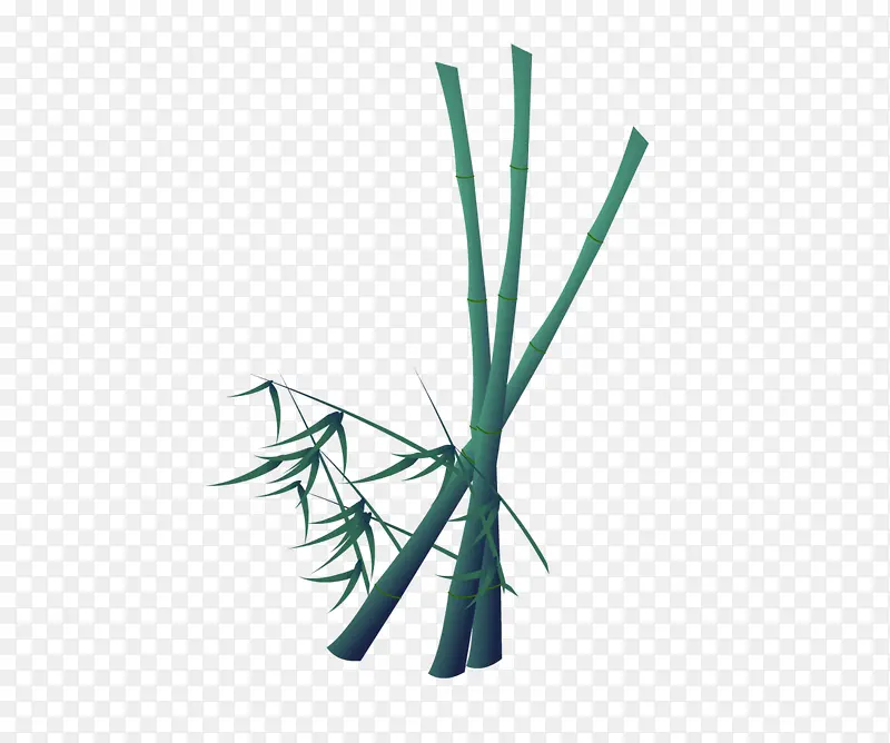 深绿色卡通竹子