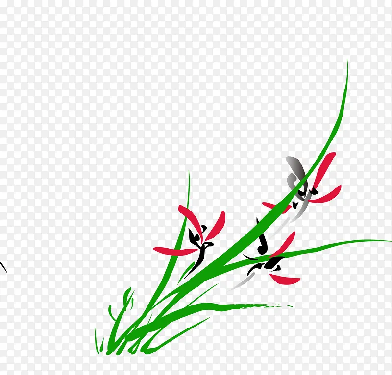 水墨中国风小草和野花