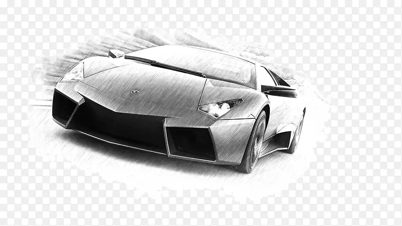 黑白手绘风格赛车
