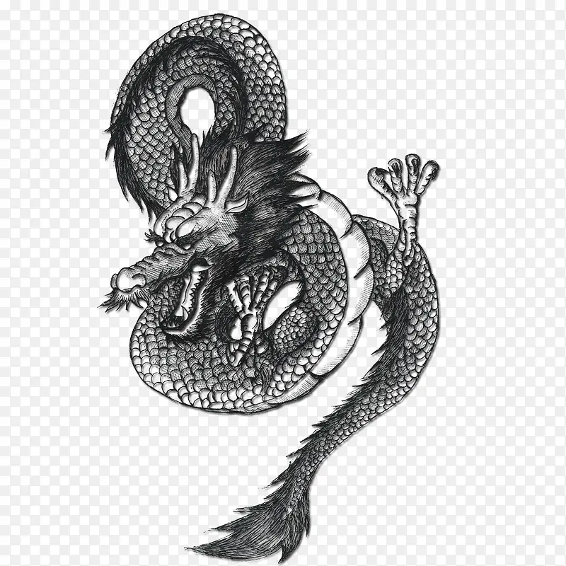 手绘线条龙