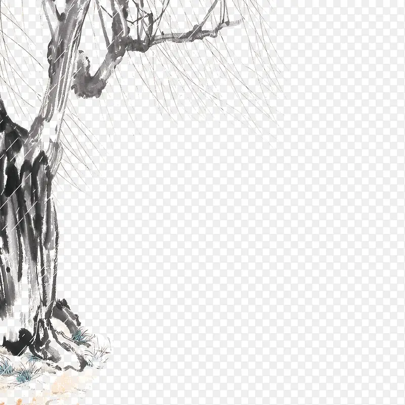 中国风水墨手绘树