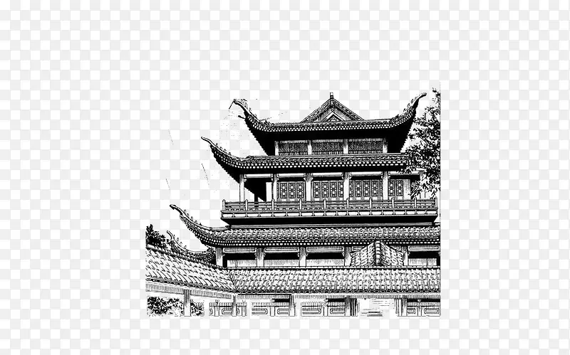 中国古风手绘城殿