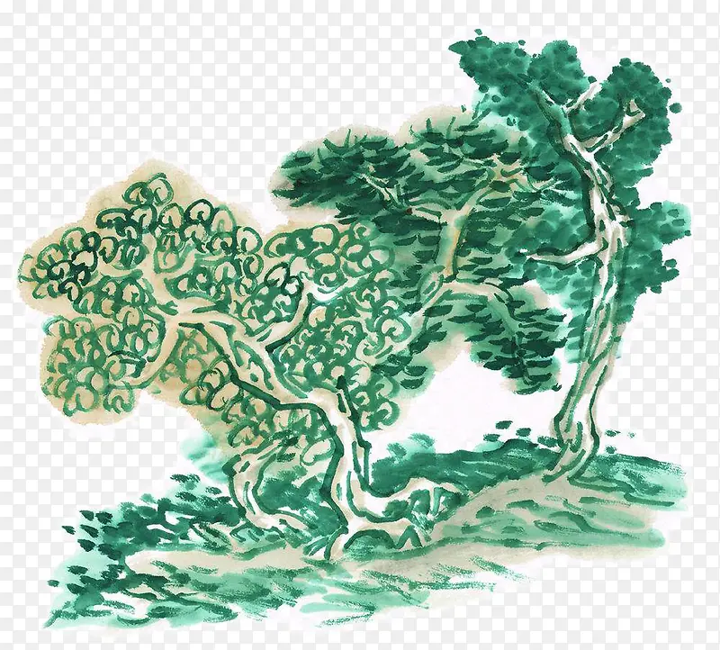 中国风国画树木