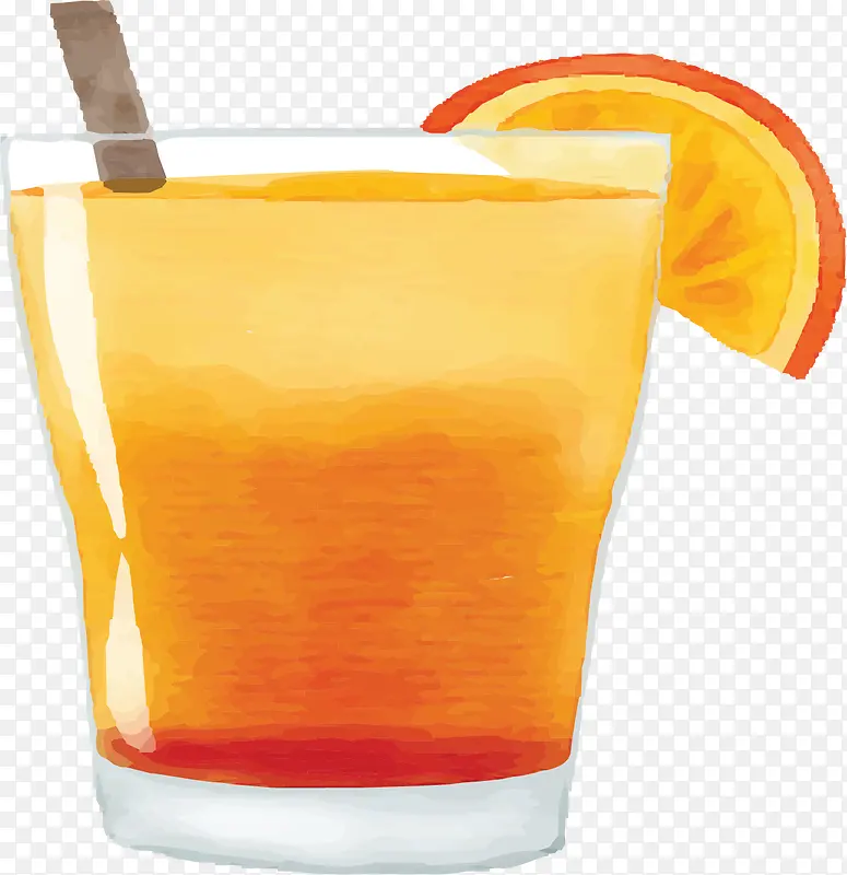 手绘风橘黄色橙汁