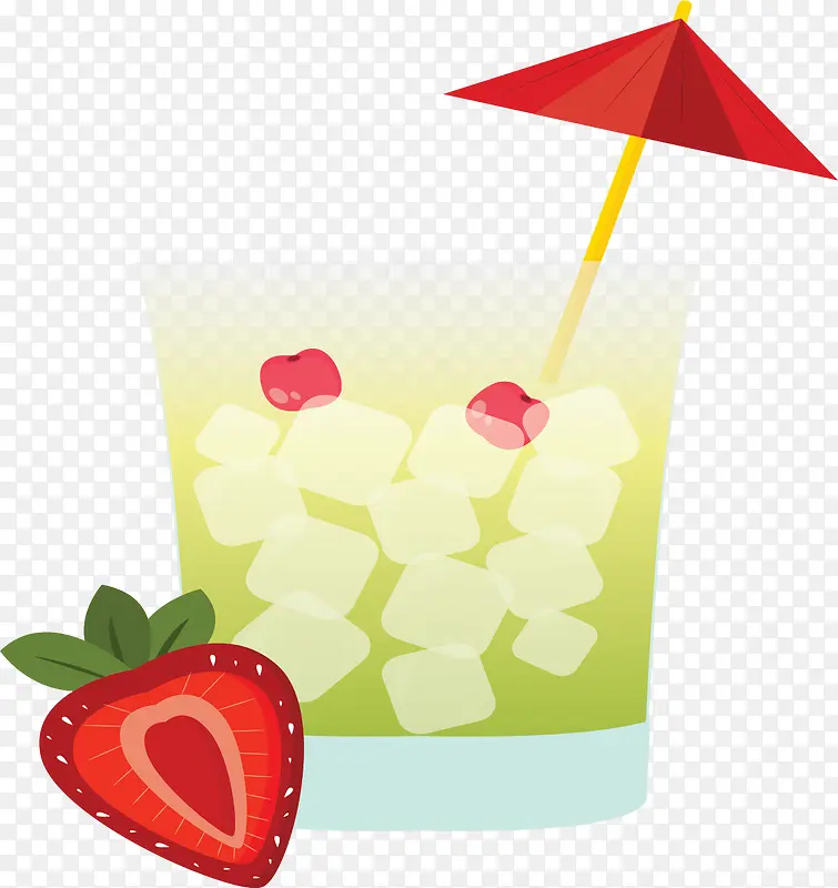 草莓装饰绿色果汁
