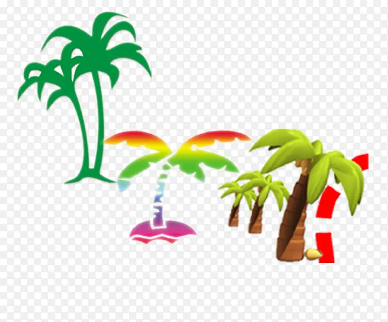 热带植物椰子树的不同形态