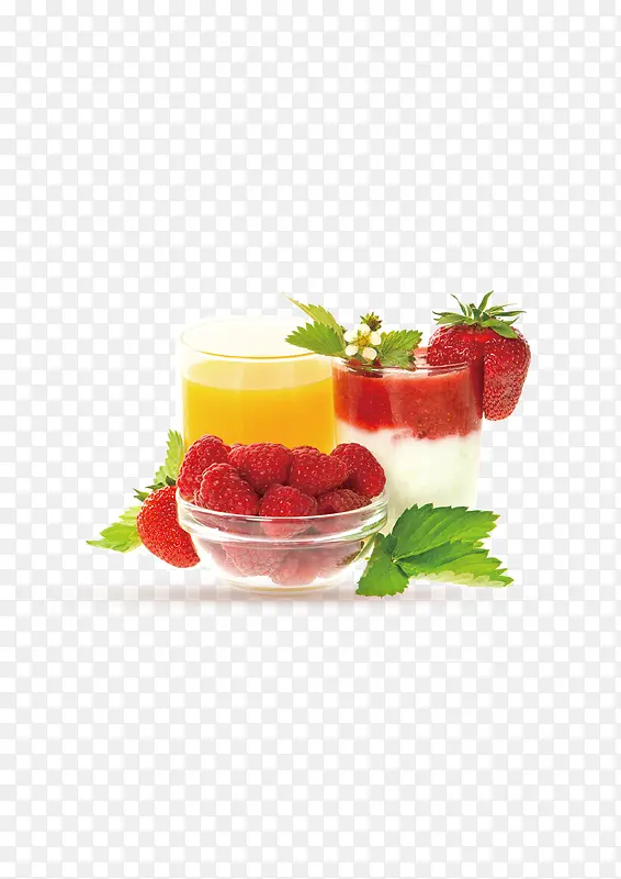 草莓与草莓汁橙汁