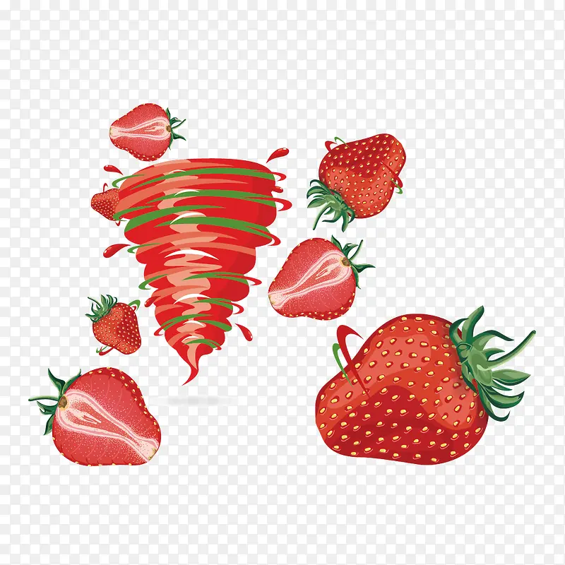 矢量草莓和果汁