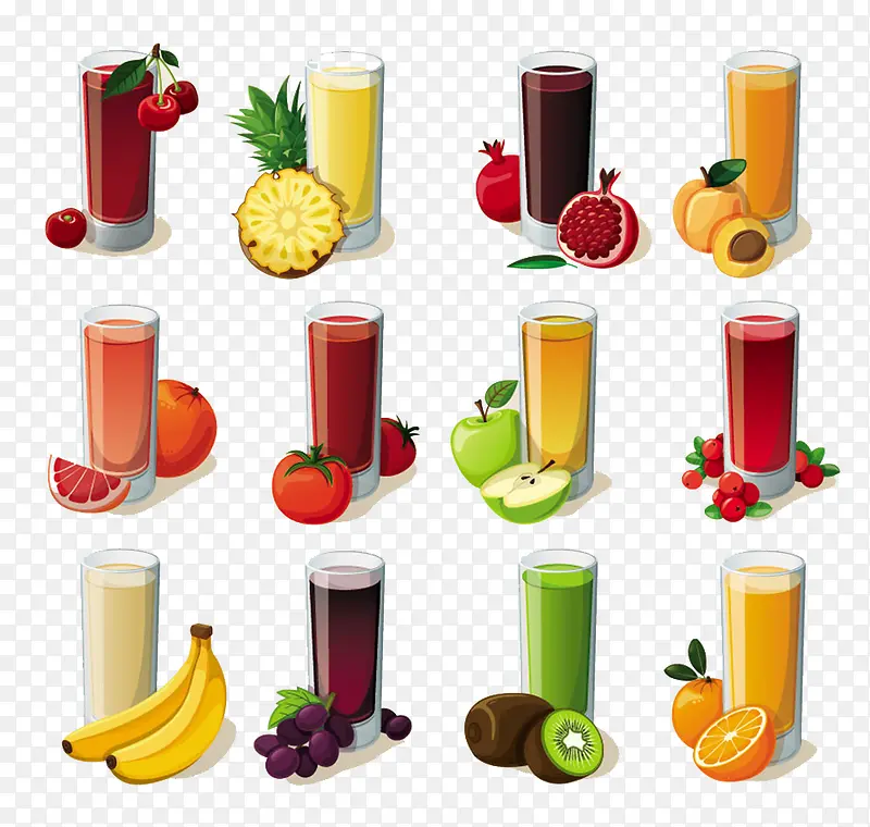 卡通水果与水果汁