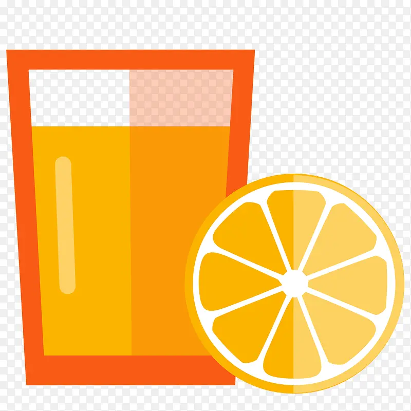 矢量卡通一杯橙色橙汁