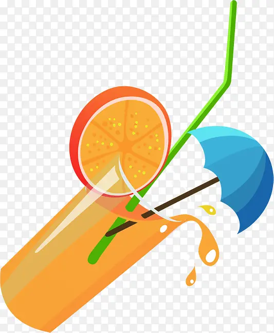 卡通手绘夏日饮品橙汁
