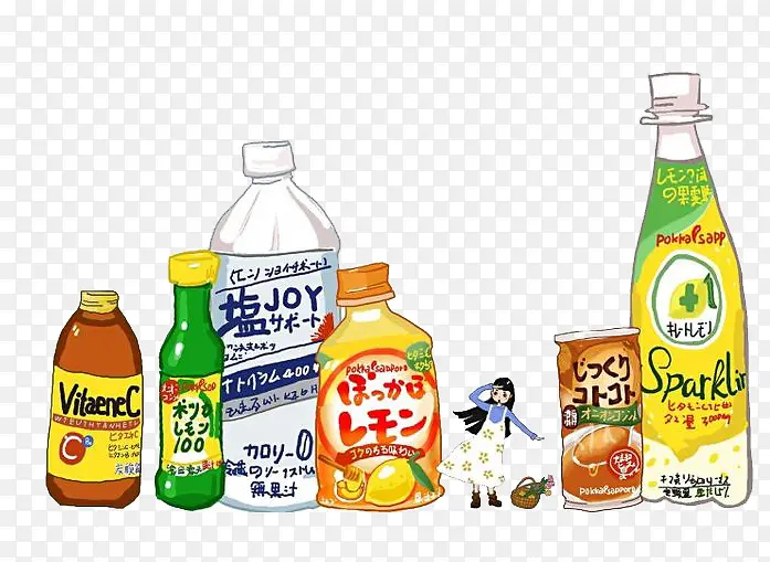 卡通彩色日本饮料