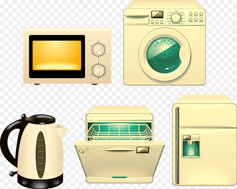矢量家用电器冰箱洗衣机素材
