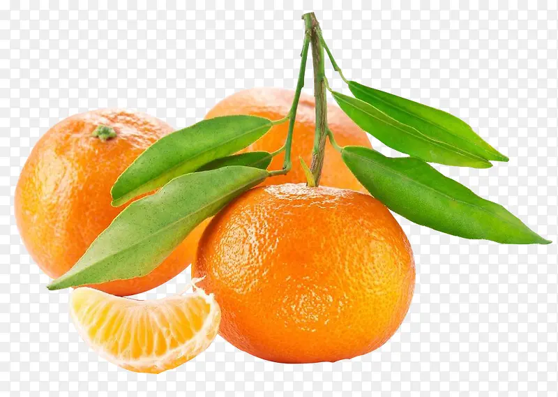 有叶子的橘子