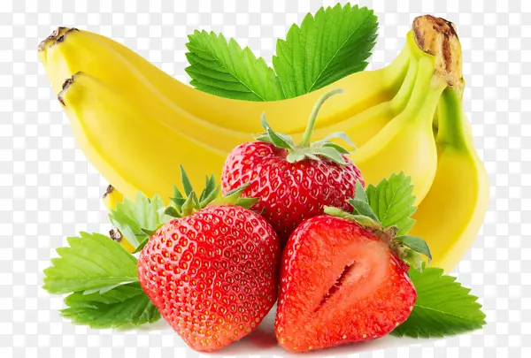 手绘香蕉和草莓
