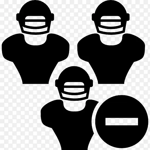 橄榄球运动员的头盔和减号图标