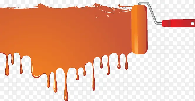 橙色油漆刷子油漆滴