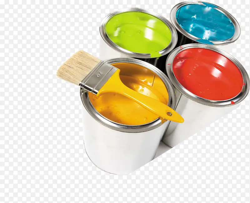 彩色手绘刷子油漆桶
