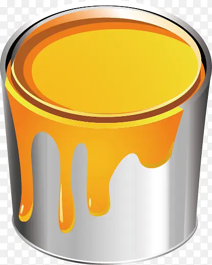 手绘黄色油漆桶