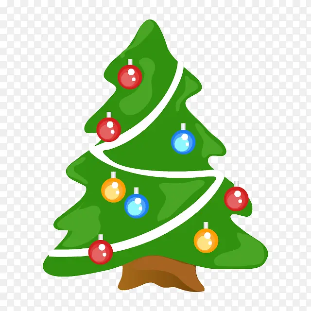 手绘绿色圣诞树图标装饰