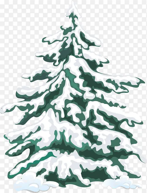 手绘扁平风格绿色的圣诞树松树