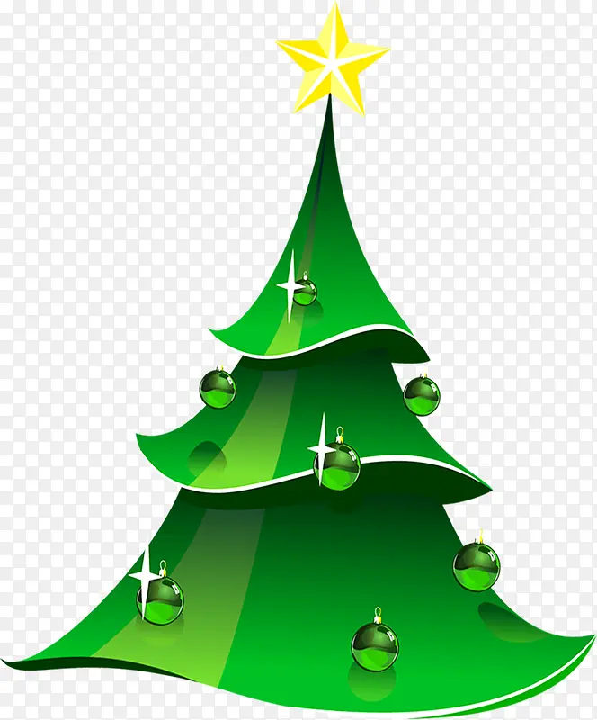 绿色卡通圣诞树星星装饰
