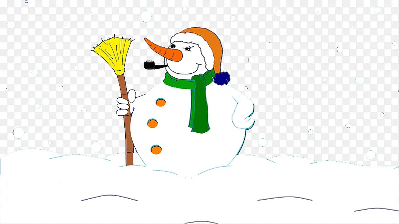 堆雪人卡通可爱笤帚