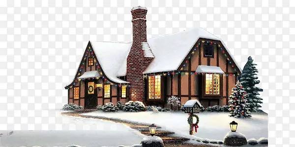 冬天雪房子
