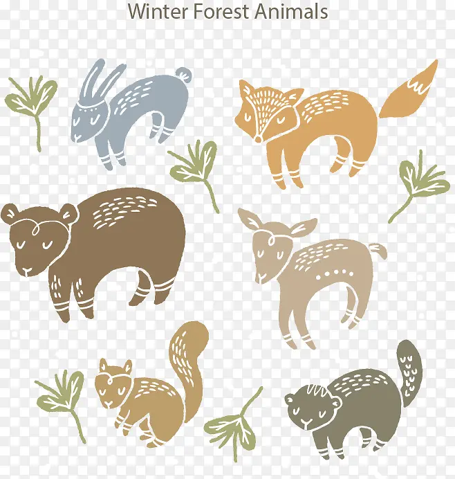 冬天森林动物