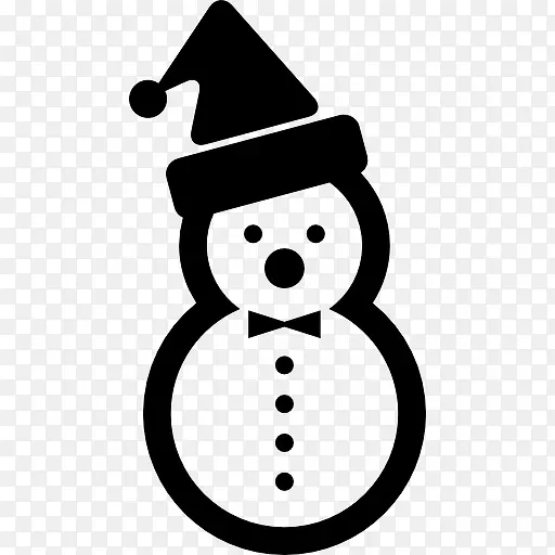 雪人两球的雪与圣诞帽图标